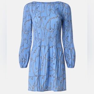 Maje Blue Long Sleeve Chain Print Dress